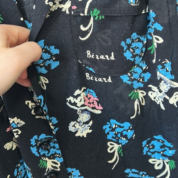 Anna Sui Berard Faces Print Dress Floral Buttons shirt dress size 2 made in usa - Picture 4 of 13